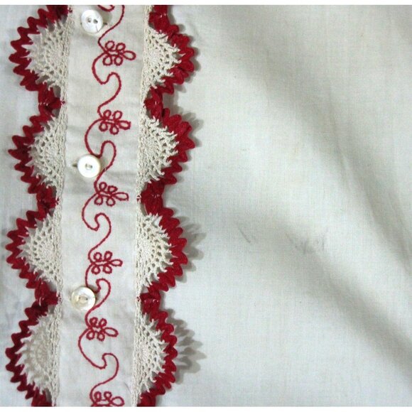 Antique Baby Dressing Christening Gown Red Embroidery Red Crochet Vintage 1920s - Picture 5 of 9